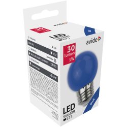 Avide Dekor LED izzó G45, 1W, E27 foglalat,  30 lm, kék