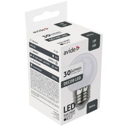 Avide Dekor LED Izzó G45, 1W, E27 foglalat, 30 lm, fehér
