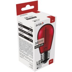   Avide Dekor LED Filament Izzó S44, 1W, E27 foglalat, 50 lm, Piros