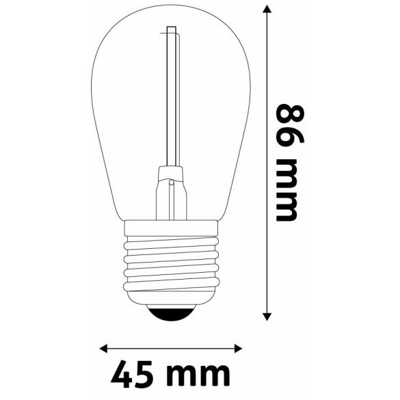 Avide Dekor LED Filament Izzó S44, 1W, E27 foglalat, 50 lm, Sárga