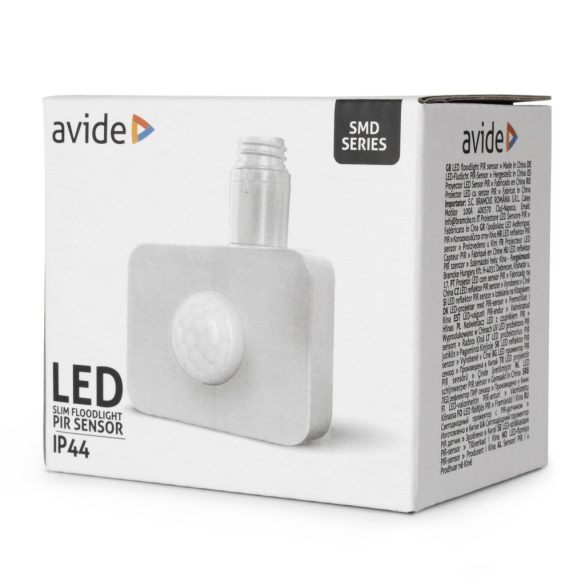 Avide LED Reflektor PIR Mozgásérzékelő, IP44, fehér