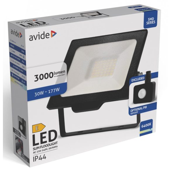 Avide LED Reflektor 30W, 3000 lm, 6400K Hideg Fehér, IP44