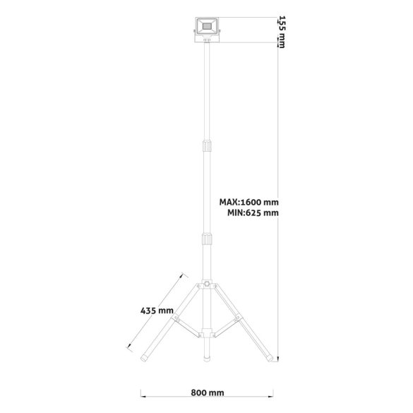 Avide Tripodos LED Munkalámpa 1 Fejjel, 30W, 3000 lm, 6400K Hideg Fehér, Opcionális PIR, IP65