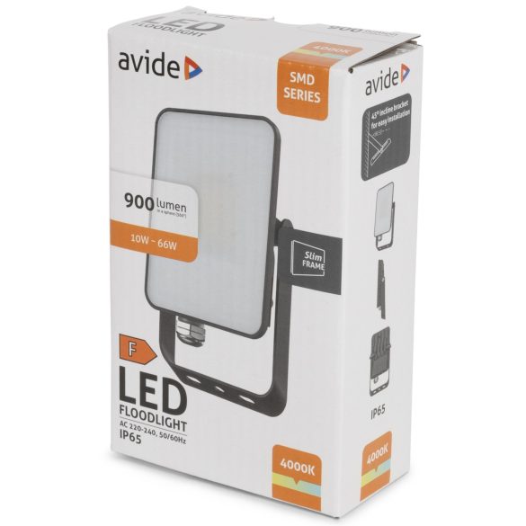 Avide Keret Nélküli LED Reflektor 10W, 900 lm, 4000K Természetes Fehér, IP65
