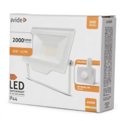   Avide LED Reflektor 20W, 2000 lm, 4000K Természetes Fehér, Fehér Ház, IP44