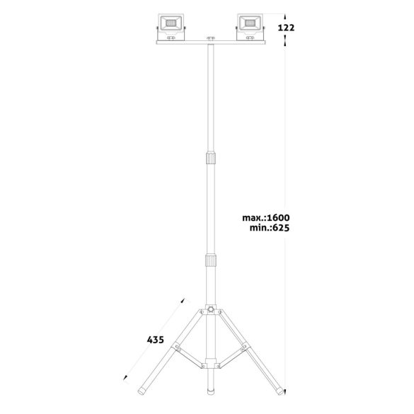 Avide Tripodos LED Munkalámpa 2 Fejjel, 2x20W, 4000 lm, 4000K Természetes Fehér, IP65