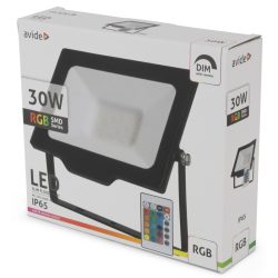   Avide RGB Színes LED Reflektor 30W, Távirányítóval, IP65, Fekete