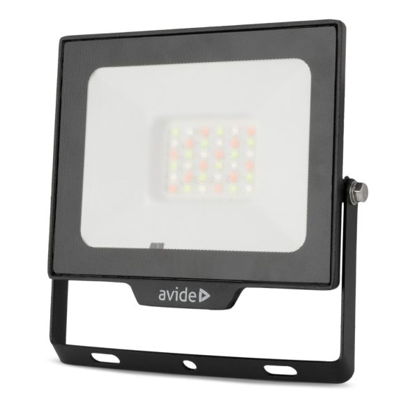 Avide RGB Színes LED Reflektor 30W, Távirányítóval, IP65, Fekete