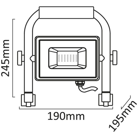 Avide Reflektoros LED Munkalámpa 30W, 3000 lm, 4000K Természetes Fehér, 1,5 m Állvánnyal, IP65
