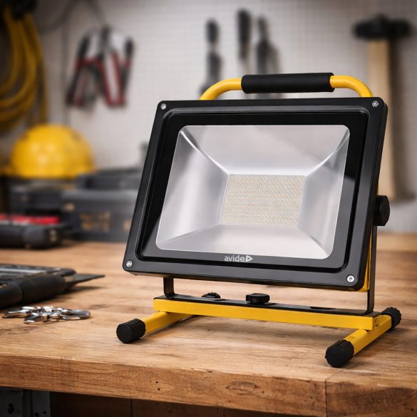 Avide Akkumulátoros LED Reflektor 30W, 2100 lm, 4000K Természetes Fehér, IP65, USB kábellel
