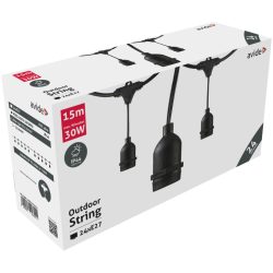  Avide Kültéri E27 Fényfüzér 15m, 24 foglalat, sorolható, IP44