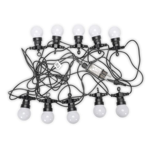 Avide Kültéri Fényfüzér 5m, barna kötél kábel, füstös G50 melegfehér LED, sorolható, IP44
