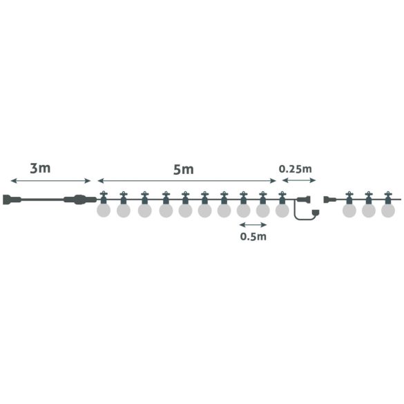 Avide Kültéri Fényfüzér 5m, barna kötél kábel, füstös G50 melegfehér LED, sorolható, IP44