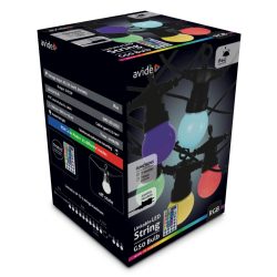   Avide Kültéri Fényfüzér 5m, színváltós RGB LED, sorolható, távirányítóval, IP44