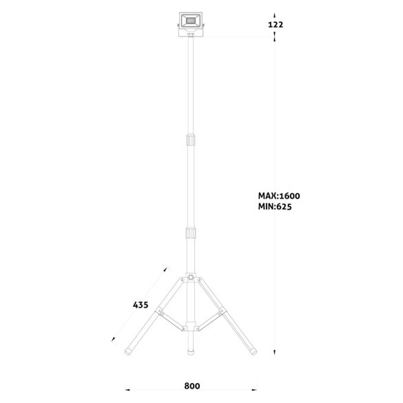 Avide Tripodos LED Munkalámpa 1 Fejjel, 20W, 2000 lm, 6400K Hideg Fehér, Opcionális PIR, IP65