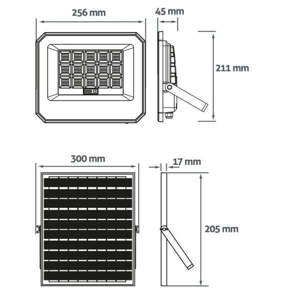 Avide Napelemes LED Reflektor 10W, 1400 lm, CCT (állítható színhőmérséklet), IP65