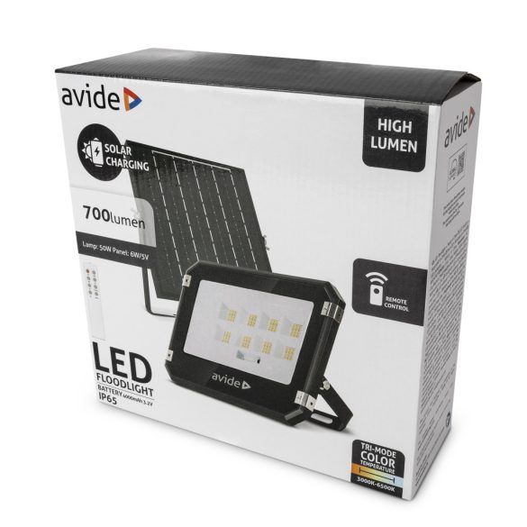 Avide Napelemes LED Reflektor 6W, 700 lm, CCT (állítható színhőmérséklet), IP65