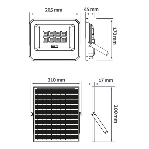 Avide Napelemes LED Reflektor 6W, 700 lm, CCT (állítható színhőmérséklet), IP65