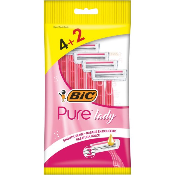 BIC Pure 3 Lady Pink Női három pengés borotva 6 db-os