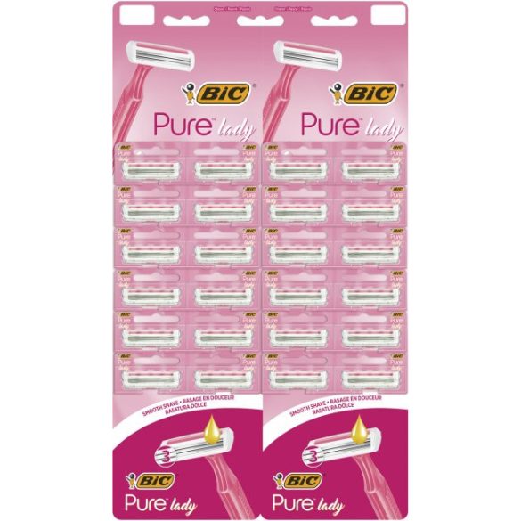 BIC Pure Lady Pink Női három pengés borotva leveles 24 db-os