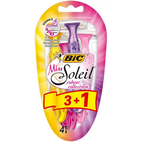 BIC Miss Soleil Color Collection Női három pengés borotva 4 db-os