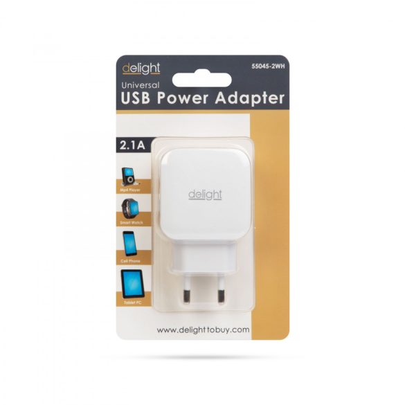 Delight hálózati adapter 2db USB csatlakozóval