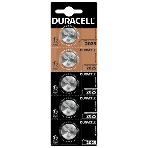 Duracell CR2025 3V-os lítium gombelem 5 db-os