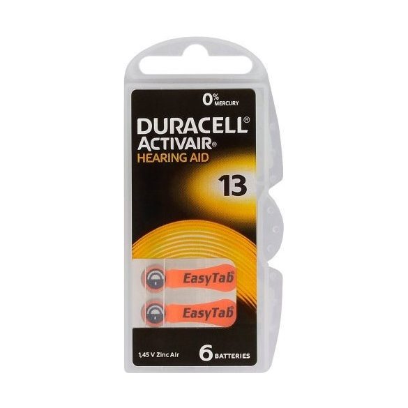 Duracell Activair 13 (PR48) hallókészülék elem 6 db-os