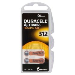 Duracell Activair 312 (PR41) hallókészülék elem 6 db-os