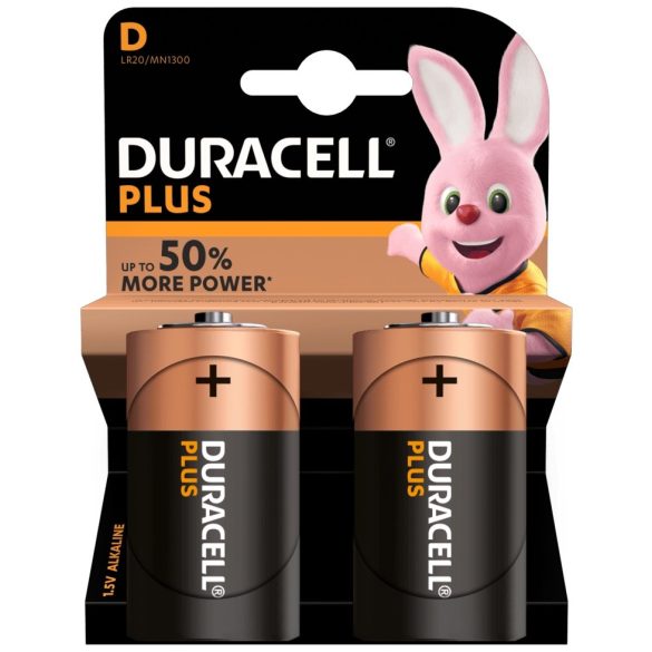 Duracell Plus D Góliát, LR20 Alkáli tartós elem, 2 db-os