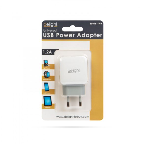 Delight hálózati adapter 1db USB csatlakozóval 