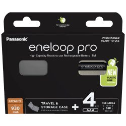   Panasonic Eneloop Pro AAA 930 mAh Mikró Akkumulátor 4 db-os, tárolódobozzal
