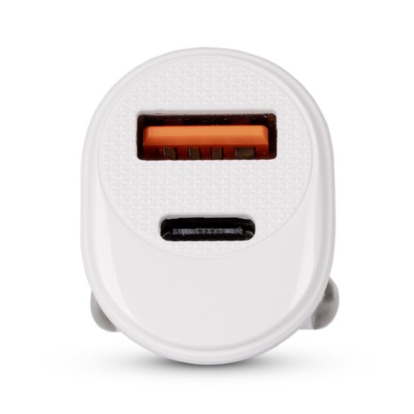 Entac 20W autós gyorstöltő USB-A + USB-C PD & QC fehér