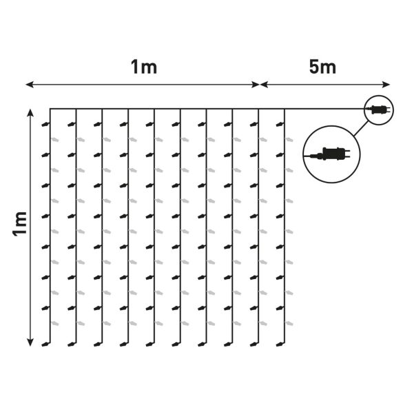Entac Karácsonyi Fényfüggöny 120 LED, meleg fehér, 1×1 m, vízesés effektussal, IP44