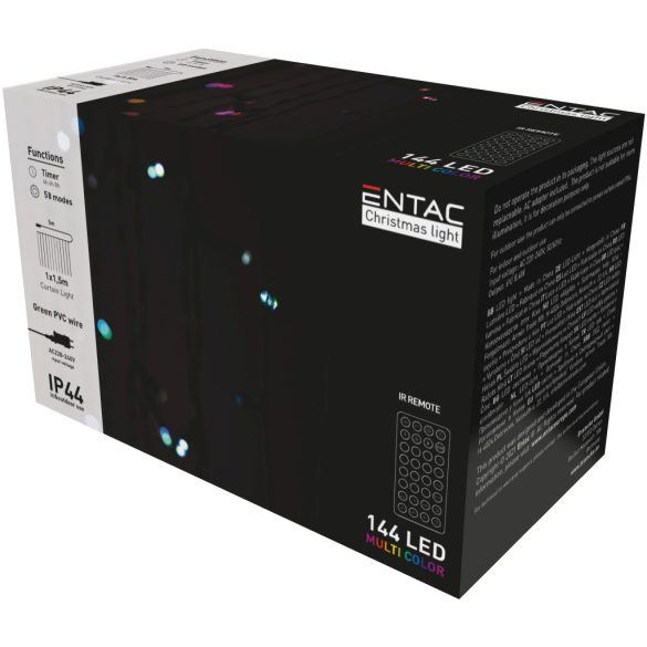 Entac karácsonyi 144 LED-es RGB fényfüggöny 1x1.5m, IR távirányítóval