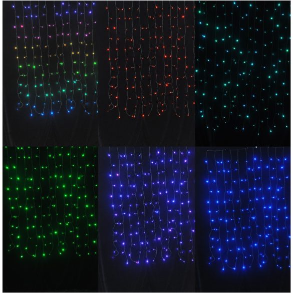 Entac karácsonyi 144 LED-es RGB fényfüggöny 1x1.5m, IR távirányítóval