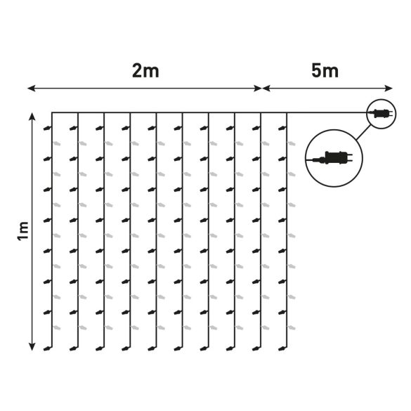 Entac Karácsonyi Fényfüggöny 240 LED, Hideg Fehér, 1×2 m, Vízesés Effektussal, 8 világítási mód