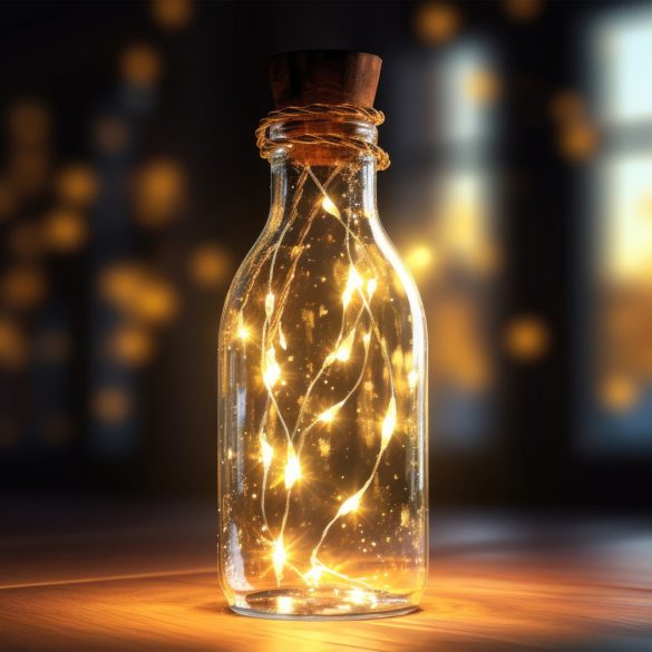 Entac 20 LED-es beltéri drótfüzér üvegdugóval, meleg fehér, 3 db-os szett