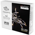   Entac karácsonyi beltéri fényfüzér, 20 LED, 2,3 m, meleg fehér, elemes