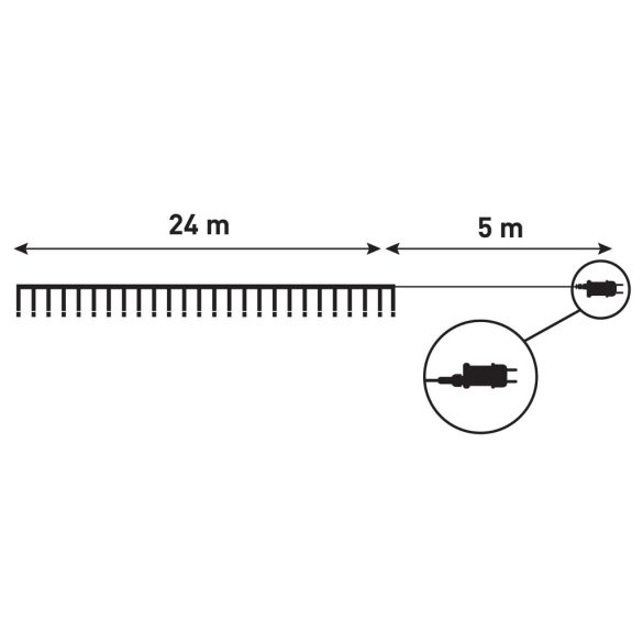 Entac karácsonyi sorolható fényfüzér, 240 LED, hideg fehér, 24 m, adapter nélkül