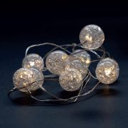   Entac karácsonyi beltéri fényfüzér áttetsző műanyag golyókkal, 10 LED, 1,3 m, meleg fehér, elemes