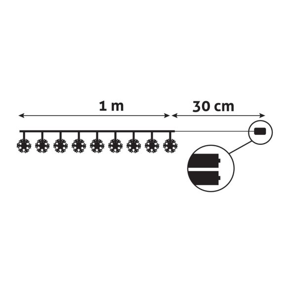 Entac karácsonyi beltéri fényfüzér hópehely alakú díszekkel, 10 LED, 1,3 m, meleg fehér, elemes