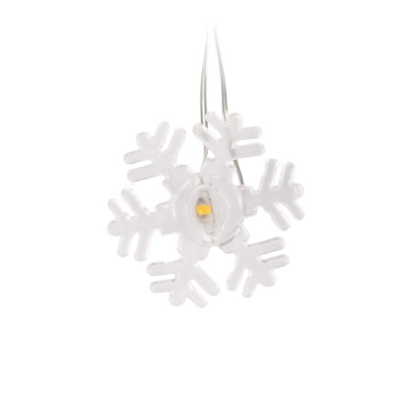 Entac karácsonyi beltéri fényfüzér hópelyhekkel, 10 LED, 1,3 m, meleg fehér, elemes