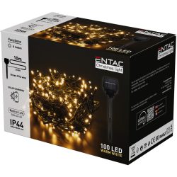   Entac napelemes kültéri LED fényfüzér, 100 LED, 10 m, meleg fehér