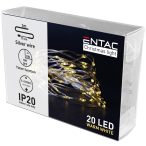   Entac karácsonyi beltéri mini drótfüzér időzítővel, 20 LED, 1,1 m, meleg fehér, elemes