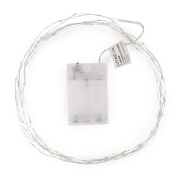 Entac karácsonyi beltéri drótfüzér, 80 LED, 4,1 m, hideg fehér, elemes