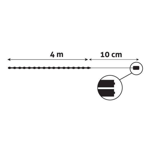 Entac karácsonyi beltéri drótfüzér, 80 LED, 4,1 m, hideg fehér, elemes