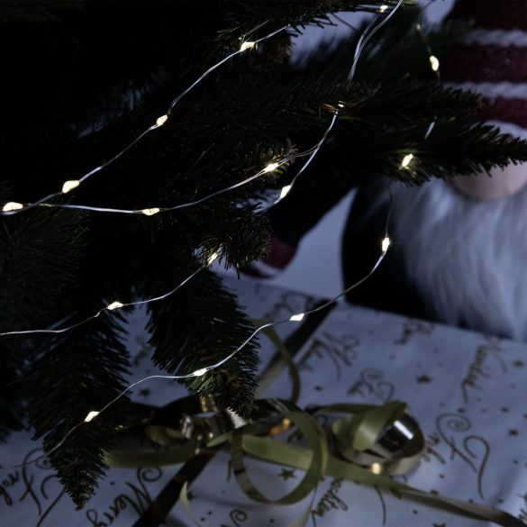 Entac karácsonyi beltéri drótfüzér, 80 LED, 4,1 m, hideg fehér, elemes