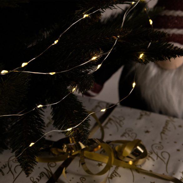 Entac karácsonyi beltéri drótfüzér, 80 LED, 4,1 m, meleg fehér, elemes