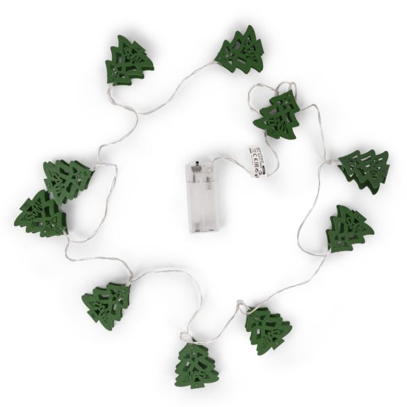 Entac karácsonyi beltéri fa karácsonyfa füzér, zöld, 10 LED, meleg fehér, elemes